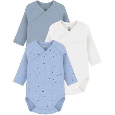 Petit Bateau Lot de 3 Bodies Croisés Etoiles Coton Bio Bleu Naissance - Publicité Petit Bateau Lot de 3 Bodies Croisés Etoiles Coton Bio Bleu Naissance - Publicité