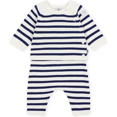 Petit Bateau Ensemble Cardigan et Pantalon Rayé Laine Blanc 3 mois - Publicité Petit Bateau Ensemble Cardigan et Pantalon Rayé Laine Blanc 3 mois - Publicité