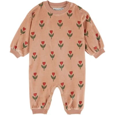 Emile et Ida Combinaison Tulipes Velours Coton Bio Rose 3 mois - Publicité Emile et Ida Combinaison Tulipes Velours Coton Bio Rose 3 mois - Publicité