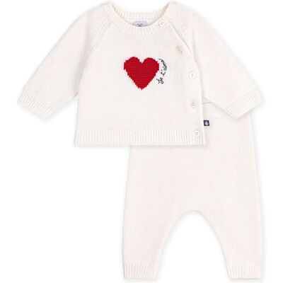 Petit Bateau Ensemble Cardigan et Pantalon Cœur Laine Blanc 1 mois - Publicité Petit Bateau Ensemble Cardigan et Pantalon Cœur Laine Blanc 1 mois - Publicité