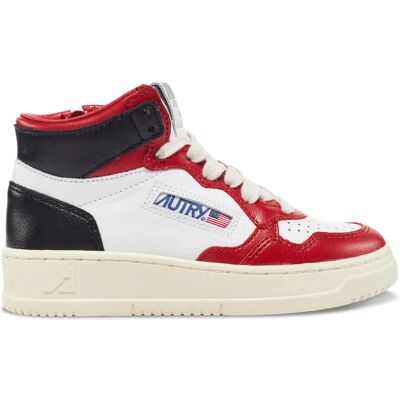 Autry Baskets Kids Medalist Mid Cuir Bicolore Rouge 26 - Publicité Autry Baskets Kids Medalist Mid Cuir Bicolore Rouge 26 - Publicité