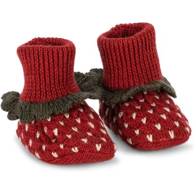 Konges Sløjd Chaussons Fraises Laine Mérinos Rouge 0/3 mois - Publicité Konges Sløjd Chaussons Fraises Laine Mérinos Rouge 0/3 mois - Publicité