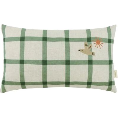 Nobodinoz Coussin rectangulaire Oiseau Vibes - Lin Français Vert M - Publicité Nobodinoz Coussin rectangulaire Oiseau Vibes - Lin Français Vert M - Publicité