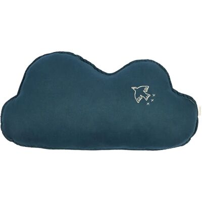 Nobodinoz Coussin Nuage avec broderie Oiseau - Lin Français Bleu nuit taille unique - Publicité Nobodinoz Coussin Nuage avec broderie Oiseau - Lin Français Bleu nuit taille unique - Publicité