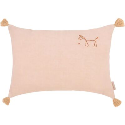 Nobodinoz Coussin à pompons - Lin Français Rose poudré taille unique - Publicité Nobodinoz Coussin à pompons - Lin Français Rose poudré taille unique - Publicité