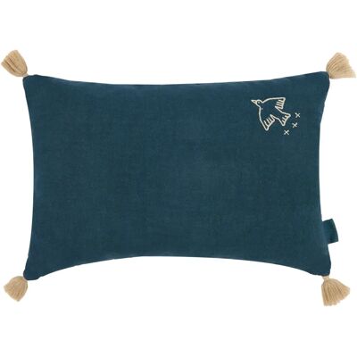 Nobodinoz Coussin à pompons - Lin Français Bleu taille unique - Publicité Nobodinoz Coussin à pompons - Lin Français Bleu taille unique - Publicité