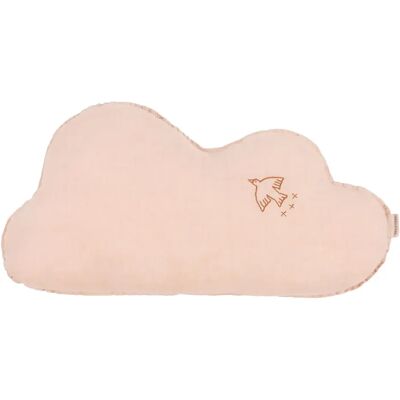 Nobodinoz Coussin Nuage avec broderie Oiseau - Lin Français Rose poudré taille unique - Publicité Nobodinoz Coussin Nuage avec broderie Oiseau - Lin Français Rose poudré taille unique - Publicité