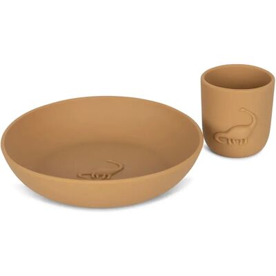 Konges Sløjd Assiette et gobelet en silicone Dino Almond taille unique - Publicité Konges Sløjd Assiette et gobelet en silicone Dino Almond taille unique - Publicité