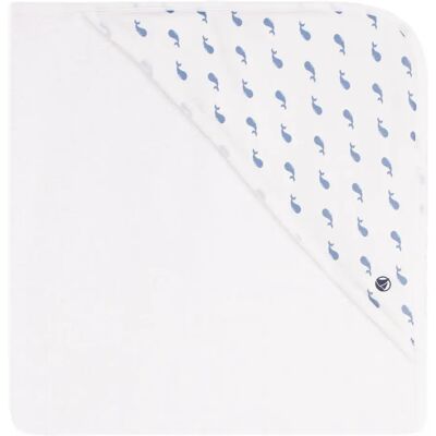 Petit Bateau Carré de Bain Baleines Coton Bio Blanc taille unique - Publicité Petit Bateau Carré de Bain Baleines Coton Bio Blanc taille unique - Publicité
