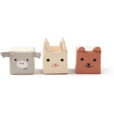 Kids Concept Blocs en Peluche Bio avec Animaux - Pack de 3 - Jouets de Construction Doux - Publicité Kids Concept Blocs en Peluche Bio avec Animaux - Pack de 3 - Jouets de Construction Doux - Publicité