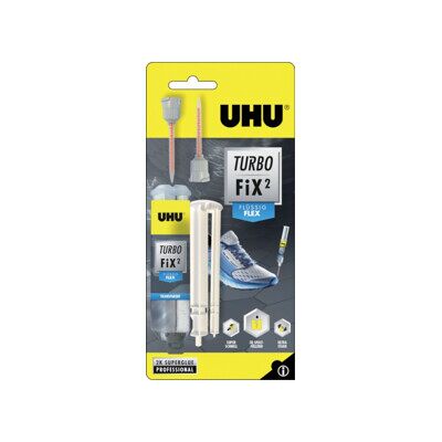 UHU 2K colle de réparation Turbo Fix² liquide Flex Flex 10g transparent (51865) - Publicité UHU 2K colle de réparation Turbo Fix² liquide Flex Flex 10g transparent (51865) - Publicité