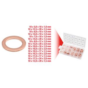 Assortiment de joints cuivre KS Tools Ø 5-17,5mm, 150 pcs. (970.0040) - Publicité Assortiment de joints cuivre KS Tools Ø 5-17,5mm, 150 pcs. (970.0040) - Publicité