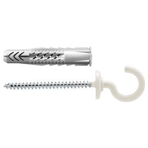 Cheville tous matériaux fischer UX 8 x 50 RH N avec collerette et crochet rond gainé de nylon blanc (094412) - Publicité Cheville tous matériaux fischer UX 8 x 50 RH N avec collerette et crochet rond gainé de nylon blanc (094412) - Publicité