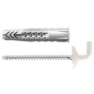 Cheville tous matériaux fischer UX 8 x 50 WH N avec collerette et crochet droit gainé de nylon blanc (094413) - Publicité Cheville tous matériaux fischer UX 8 x 50 WH N avec collerette et crochet droit gainé de nylon blanc (094413) - Publicité