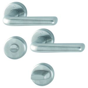 Ensemble de Poignées de Porte en Acier Inoxydable Helsingborg - Salle de Bain/WC - Rond - Publicité Ensemble de Poignées de Porte en Acier Inoxydable Helsingborg - Salle de Bain/WC - Rond - Publicité