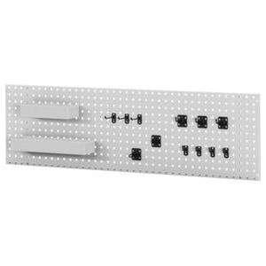 Tôle perforée Rau pour montage mural avec boîte de rangement et kit crochet LxPxH 750x15x450mm (09-L0750-01.12) - Publicité Tôle perforée Rau pour montage mural avec boîte de rangement et kit crochet LxPxH 750x15x450mm (09-L0750-01.12) - Publicité
