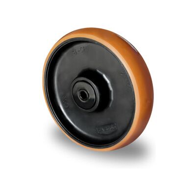 Kaiserkraft - Roue 200x50 - Roue polyuréthane marron - Moyeu PA à double roulement - Wheel - Publicité Kaiserkraft - Roue 200x50 - Roue polyuréthane marron - Moyeu PA à double roulement - Wheel - Publicité