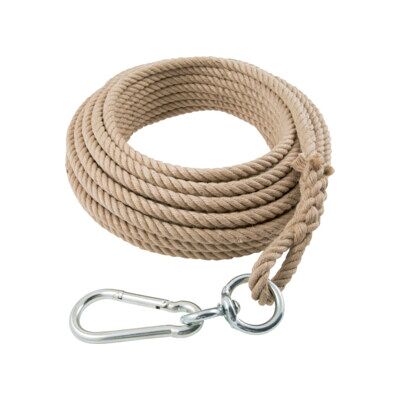 Corde de chanvre Braun - 20 mm Ø, 30 m de long, boucle, pivot, mousqueton - Publicité Corde de chanvre Braun - 20 mm Ø, 30 m de long, boucle, pivot, mousqueton - Publicité