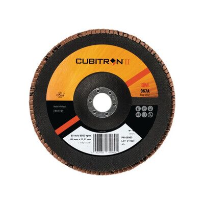 Disque à lamelles Cubitron II 967A D. 115 mm granul. 40 plat INOX grain céramiqu ; 3M (65066) - Publicité Disque à lamelles Cubitron II 967A D. 115 mm granul. 40 plat INOX grain céramiqu ; 3M (65066) - Publicité