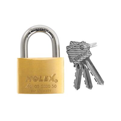 HOLEX - Cadenas en Laiton - 50mm de Largeur - Clé Différente - Publicité HOLEX - Cadenas en Laiton - 50mm de Largeur - Clé Différente - Publicité