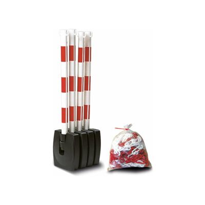 Moravia pédalier pliable rouge/blanc 4 poteaux 50 x 900 mm + 10 m de chaîne 4 pcs. (175.16.132) - Publicité Moravia pédalier pliable rouge/blanc 4 poteaux 50 x 900 mm + 10 m de chaîne 4 pcs. (175.16.132) - Publicité