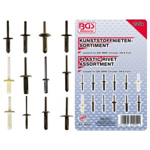 BGS Assortiment de rivets plastiques pour GM, BMW, Chrysler, VW & Ford 235 pièces ; BGS technic (9054) - Publicité BGS Assortiment de rivets plastiques pour GM, BMW, Chrysler, VW & Ford 235 pièces ; BGS technic (9054) - Publicité