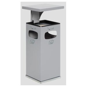 VAR Collecteur de déchets/cendrier B 32 avec toit de protection et insert intérieur argent 38 l (12192) - Publicité VAR Collecteur de déchets/cendrier B 32 avec toit de protection et insert intérieur argent 38 l (12192) - Publicité
