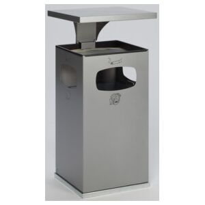 VAR Collecteur de déchets/cendrier B 42 argent avec toit de protection et insert intérieur 72 l (12281) - Publicité VAR Collecteur de déchets/cendrier B 42 argent avec toit de protection et insert intérieur 72 l (12281) - Publicité