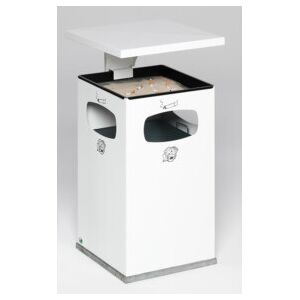 VAR Collecteur de déchets/cendrier B 42 avec toit de protection, insert intérieur blanc 72 l (12211) - Publicité VAR Collecteur de déchets/cendrier B 42 avec toit de protection, insert intérieur blanc 72 l (12211) - Publicité