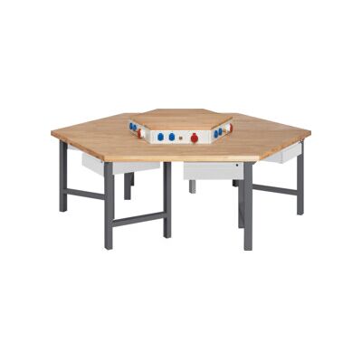 Etabli de groupe STIER avec 6x1 tiroirs et bloc d'alimentation, lxPxH 2 700x2 340x790-1 140 mm (906089) - Publicité Etabli de groupe STIER avec 6x1 tiroirs et bloc d'alimentation, lxPxH 2 700x2 340x790-1 140 mm (906089) - Publicité