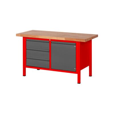 Etabli réglable en hauteur STIER Premium avec 3 tiroirs et 1 porte battante, lxPxH 1 500x700x840-1 040 mm, RAL 3000 / anthracite métallisé (906185) - Publicité Etabli réglable en hauteur STIER Premium avec 3 tiroirs et 1 porte battante, lxPxH 1 500x700x840-1 040 mm, RAL 3000 / anthracite métallisé (906185) - Publicité