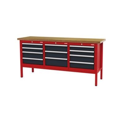 établi STIER avec 11 tiroirs, lxPxH 2 000x600x960 mm, RAL 3020 / RAL 7016 (904961) - Publicité établi STIER avec 11 tiroirs, lxPxH 2 000x600x960 mm, RAL 3020 / RAL 7016 (904961) - Publicité