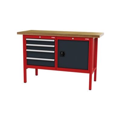 établi STIER avec 4 tiroirs et 1 porte, lxPxH 1 500x600x960 mm, RAL 3020 / RAL 7016 (904952) - Publicité établi STIER avec 4 tiroirs et 1 porte, lxPxH 1 500x600x960 mm, RAL 3020 / RAL 7016 (904952) - Publicité