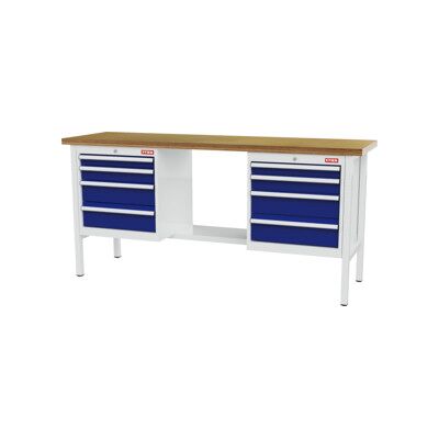 établi STIER avec 8 tiroirs, lxPxH 2 000x600x960 mm, RAL 7035 / RAL 5010 (905030) - Publicité établi STIER avec 8 tiroirs, lxPxH 2 000x600x960 mm, RAL 7035 / RAL 5010 (905030) - Publicité