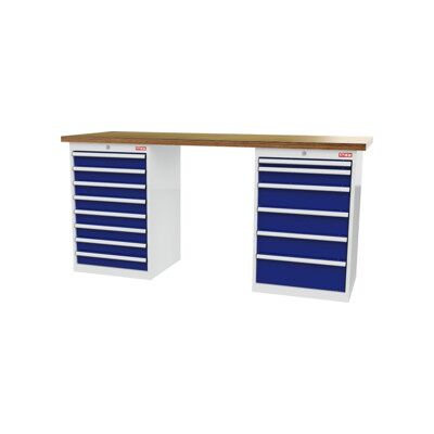 établi STIER, lxPxH 2 000x600x1 060 mm, avec 2 caissons d'armoire de 600 mm de large, RAL 7035 / RAL 5010 (905037) - Publicité établi STIER, lxPxH 2 000x600x1 060 mm, avec 2 caissons d'armoire de 600 mm de large, RAL 7035 / RAL 5010 (905037) - Publicité