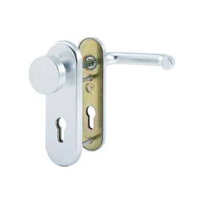 Ensemble de serrure de porte en aluminium Hoppe avec cylindre profilé - ES1 - Publicité Ensemble de serrure de porte en aluminium Hoppe avec cylindre profilé - ES1 - Publicité