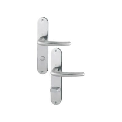 Ensemble de porte à long bouclier Hoppe Denver en acier inoxydable - Poignée de porte intérieure avec rosace - Publicité Ensemble de porte à long bouclier Hoppe Denver en acier inoxydable - Poignée de porte intérieure avec rosace - Publicité