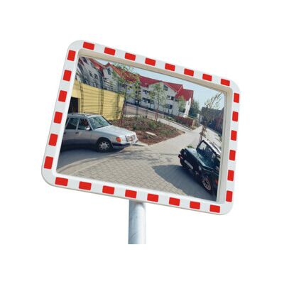 Moravia Miroir de circulation en acrylique 800 × 1000 mm cadre rouge/blanc + collier 76 mm (243.10.178) - Publicité Moravia Miroir de circulation en acrylique 800 × 1000 mm cadre rouge/blanc + collier 76 mm (243.10.178) - Publicité