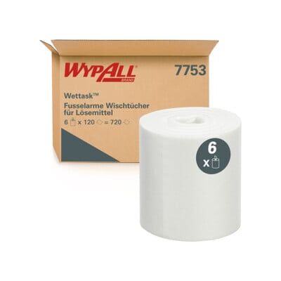 WYPALL Wettask™ Lingettes de nettoyage peu pelucheuses solvantées, blanches 120 pièces (7753) - Publicité WYPALL Wettask™ Lingettes de nettoyage peu pelucheuses solvantées, blanches 120 pièces (7753) - Publicité