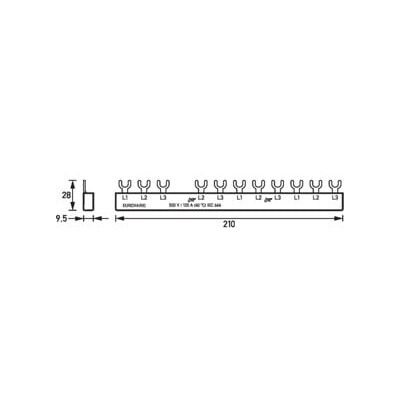 Barre bus Doepke EV-SG3/N.8.120 - 3 Phases, 120A, 140mm, Fourche isolée - Publicité Barre bus Doepke EV-SG3/N.8.120 - 3 Phases, 120A, 140mm, Fourche isolée - Publicité