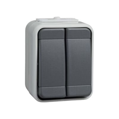 Elso Doppeltaster - Interrupteur double - IP44 - 10A - Gris - Publicité Elso Doppeltaster - Interrupteur double - IP44 - 10A - Gris - Publicité