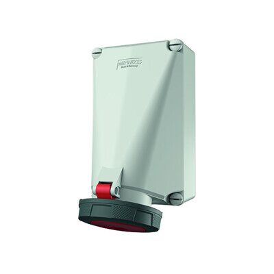 Mennekes Prise Murale IP67 125A - 5P, 400V, Minuterie 6h - Plastique - Publicité Mennekes Prise Murale IP67 125A - 5P, 400V, Minuterie 6h - Plastique - Publicité