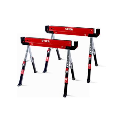 2 x Tréteau repliable/chevalet de sciage STIER réglable en hauteur, 590 kg (907492) - Publicité 2 x Tréteau repliable/chevalet de sciage STIER réglable en hauteur, 590 kg (907492) - Publicité
