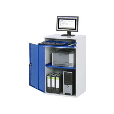 RAU Station de travail pour ordinateur - Étagère ajustable, Gris clair / Bleu genziana - Publicité RAU Station de travail pour ordinateur - Étagère ajustable, Gris clair / Bleu genziana - Publicité