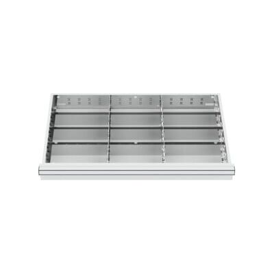 Compartimentage de tiroir STIER, séparations en métal, BLH 75 mm, dimensions intérieures 800x450 mm, 12 casiers, 6 x TW 275 (903885) - Publicité Compartimentage de tiroir STIER, séparations en métal, BLH 75 mm, dimensions intérieures 800x450 mm, 12 casiers, 6 x TW 275 (903885) - Publicité