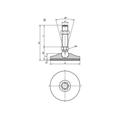 KIPP Pied articulé D=50 M10x100 SW14 Forme B Plaque antidérapante Acier Caoutchouc (K0742.105010X100) - Publicité KIPP Pied articulé D=50 M10x100 SW14 Forme B Plaque antidérapante Acier Caoutchouc (K0742.105010X100) - Publicité