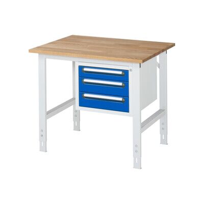 Table de travail Kaiserkraft avec armoire à tiroirs - 1000x800mm - Publicité Table de travail Kaiserkraft avec armoire à tiroirs - 1000x800mm - Publicité