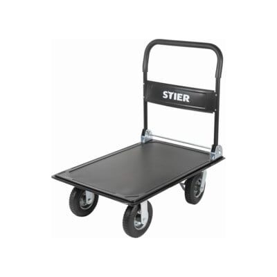 Chariot à plate-forme rabattable STIER, capacité de charge 350 kg, avec pneumatiques, 910 x 610 mm, acier, chariot transport , chariot de service (904287) - Publicité Chariot à plate-forme rabattable STIER, capacité de charge 350 kg, avec pneumatiques, 910 x 610 mm, acier, chariot transport , chariot de service (904287) - Publicité