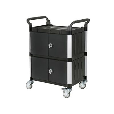 Chariot de service STIER avec 3 étagères, murs et portes à charnières, 750 mm de longueur x 460 mm de largeur x 980 mm de hauteur (904607) - Publicité Chariot de service STIER avec 3 étagères, murs et portes à charnières, 750 mm de longueur x 460 mm de largeur x 980 mm de hauteur (904607) - Publicité