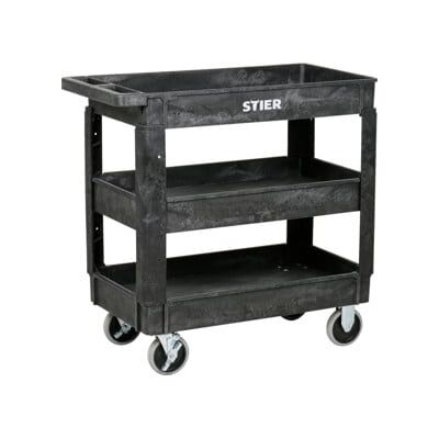 Chariot polyvalent en plastique STIER avec 3 plateaux, 250 kg, LxlxH 870x430x850 mm, chariot de service, chariot d'atelier (904407) - Publicité Chariot polyvalent en plastique STIER avec 3 plateaux, 250 kg, LxlxH 870x430x850 mm, chariot de service, chariot d'atelier (904407) - Publicité